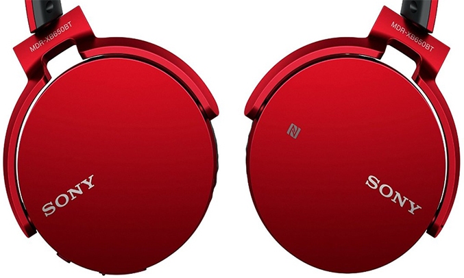 Tai nghe Sony MDRXB650BT đỏ vành tai có thể gập lại