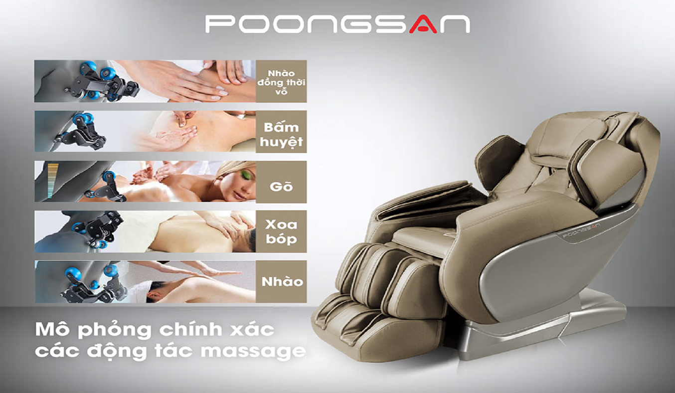 Ghế Massage Poongsan MCP-500-ATLAS - Mô tả các động tác Massage chính xác