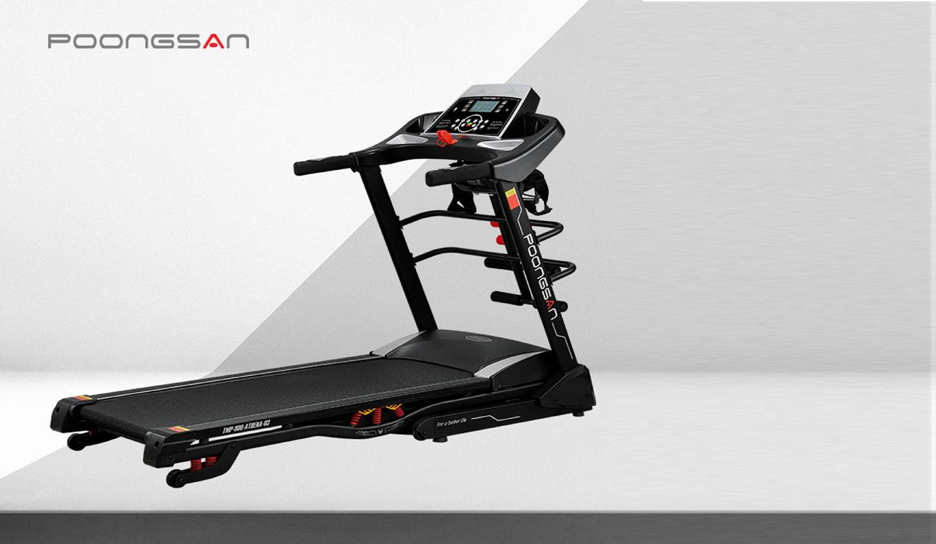 Máy chạy bộ Poongsan TMH-900-ATHENA-03 - Thiết kế đen sang trọng, bắt kịp xu hướng hiện đại