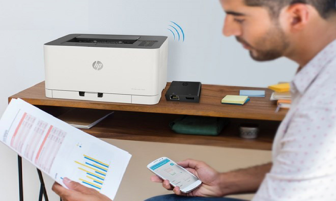 Máy in màu HP Color Laser 150nw 4ZB95A - Điều khiển bằng HP Smart