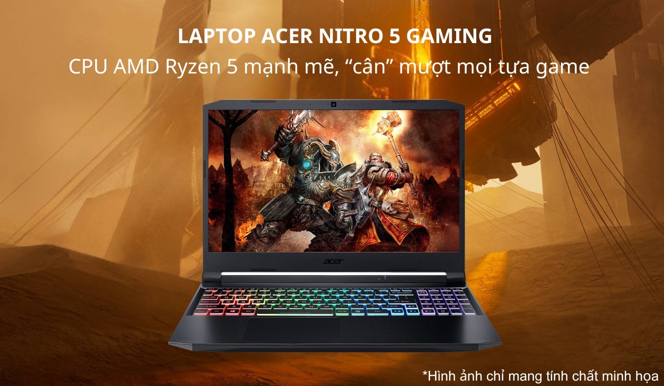 Laptop Acer Nitro 5 Gaming AN515-45-R6EV R5 5600H/8GB/512GB/Win11 (NH.QBMSV.006)