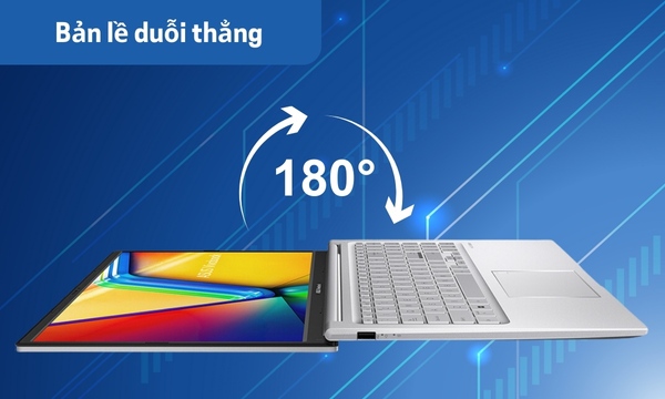 Laptop Asus Vivobook 15 i3-1215U/8GB/512GB/Win11 (X1504ZA-NJ582W) - Bản lề gập mở 180°