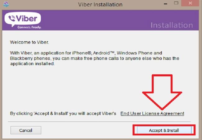 Một file mang tên ViberSetup.exe sẽ được tải về máy tính. Bạn nhấn vào file này rồi chọn Accept & Install khi bảng cài đặt Viber hiện ra.