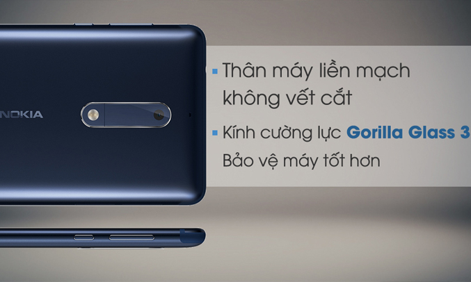 Điện thoại Nokia 5 màu xanh bền bỉ, hạn chế trầy xước