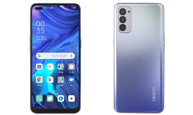 Điện thoại OPPO Reno4 Tím - cảm biến vân tay