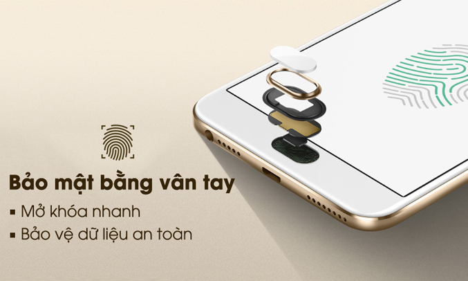 Điện thoại Oppo F1s 2017 vàng hồng bảo mật tuyệt đối