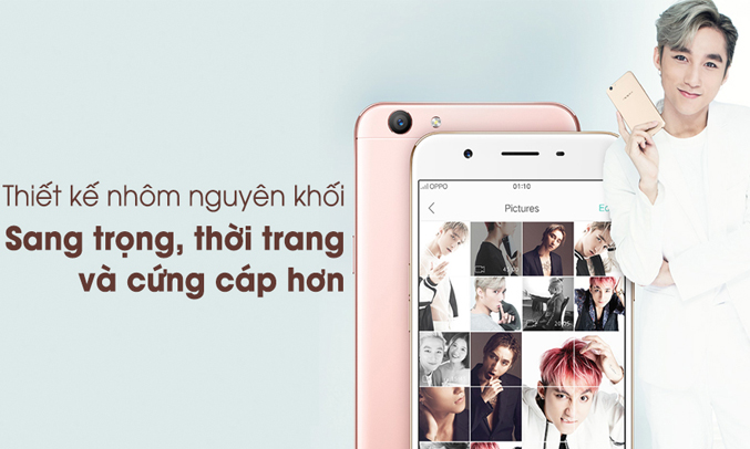 Điện thoại Oppo F1s 2017 vàng hồng thiết kế sang trọng