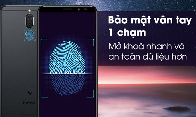 Huawei Nova 2l đen bảo mật vân tay một chạm