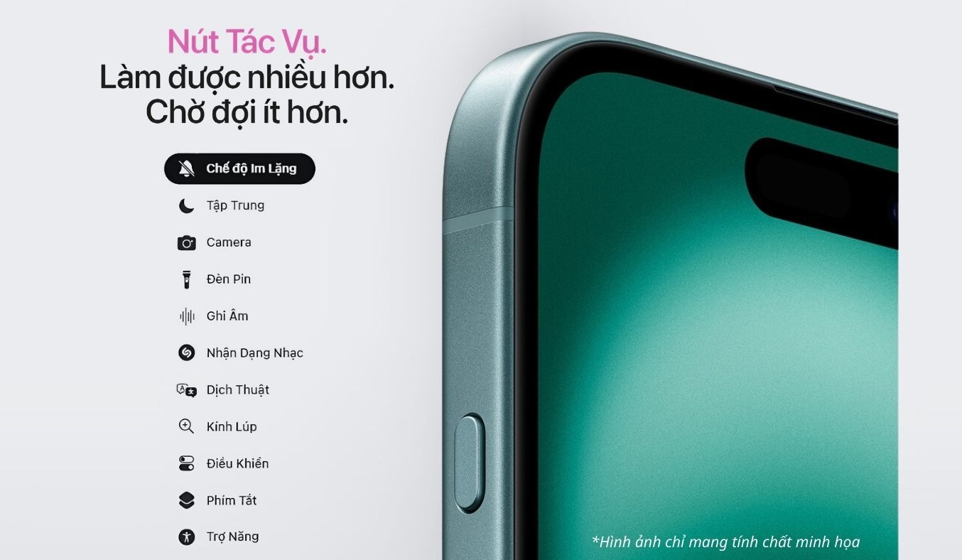 Điện thoại iPhone 16 - Nút tác vụ Action Button