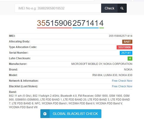 Nhập số IMEI vào ô yêu cầu trong trang web và nhấn Check. Tất tần tật mọi thông tin về điện thoại của bạn sẽ được hiện ra