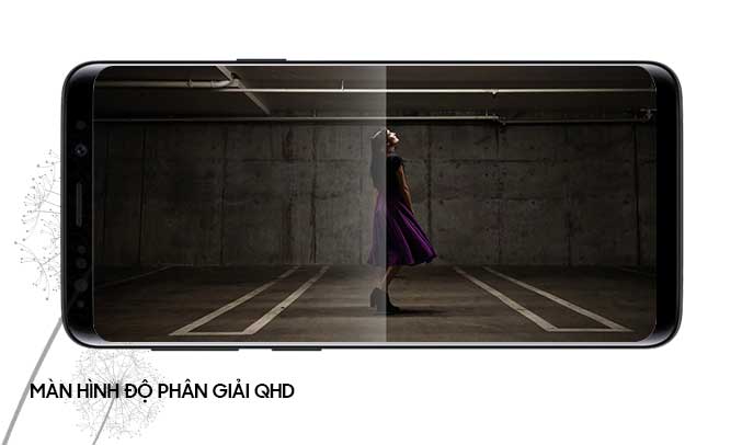 Samsung Galaxy S9 đen hiển thị hình ảnh sắt nét