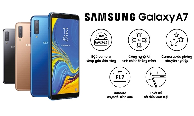 Samsung Galaxy A7 (2018) màu xanh vi xử lý 8 nhân