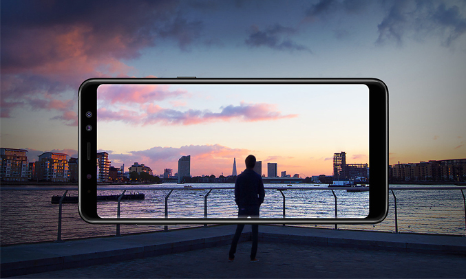 Samsung Galaxy A8 2018 vàng pin dung lượng lớn