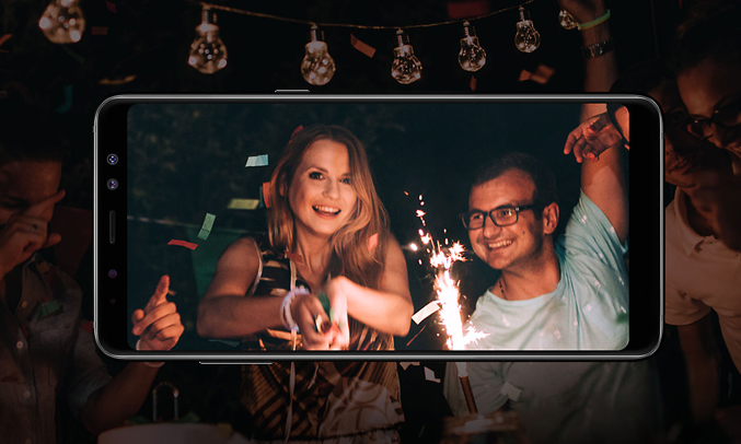 Samsung Galaxy A8+ 2018 tím pin dung lượng lớn