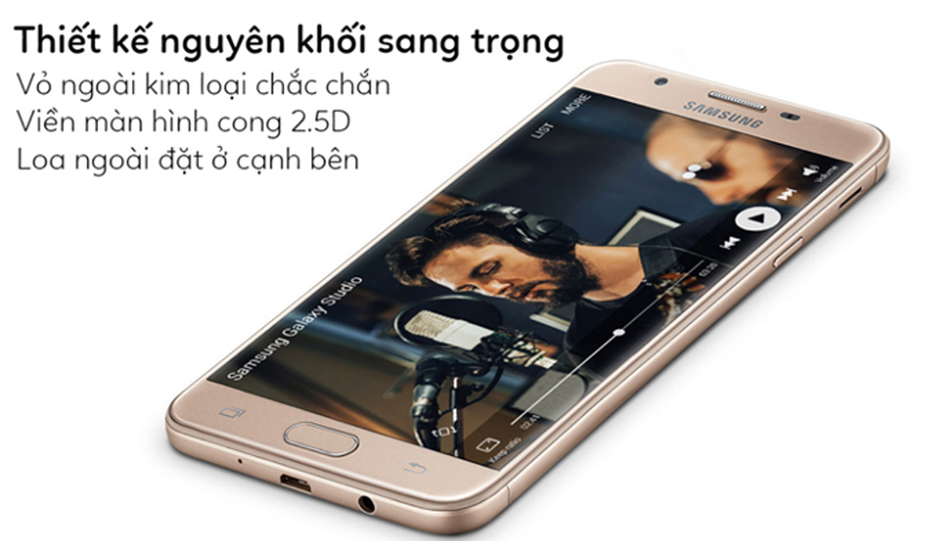 Samsung Galaxy J7 Prime xanh bạc thiết kế nguyên khối bằng kim loại