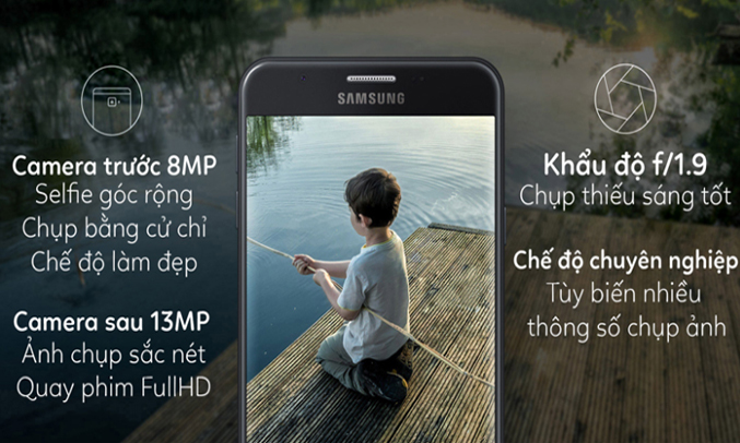Samsung Galaxy J7 Prime xanh bạc camera 13MP