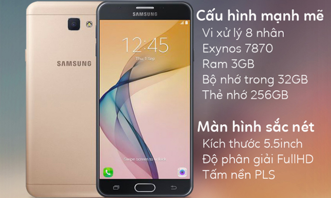 Samsung Galaxy J7 Prime xanh bạc cấu hình mạnh mẽ
