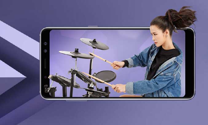 Samsung Galaxy A8+ 2018 vàng màn hình cong 3D