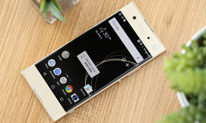 Sony Xperia XA1 màu vàng hiển thị hình ảnh sáng, sống động