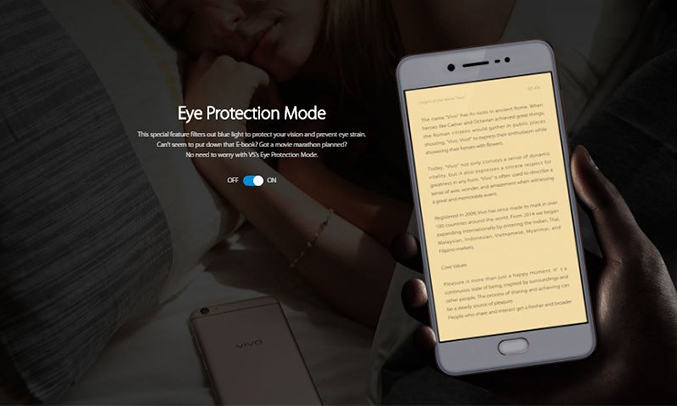 Điện thoại Vivo V5 bảo vệ mắt
