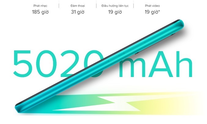 Điện thoại Xiaomi Redmi 9 3GB/32GB Tím - Dung lượng pin 5020mAh