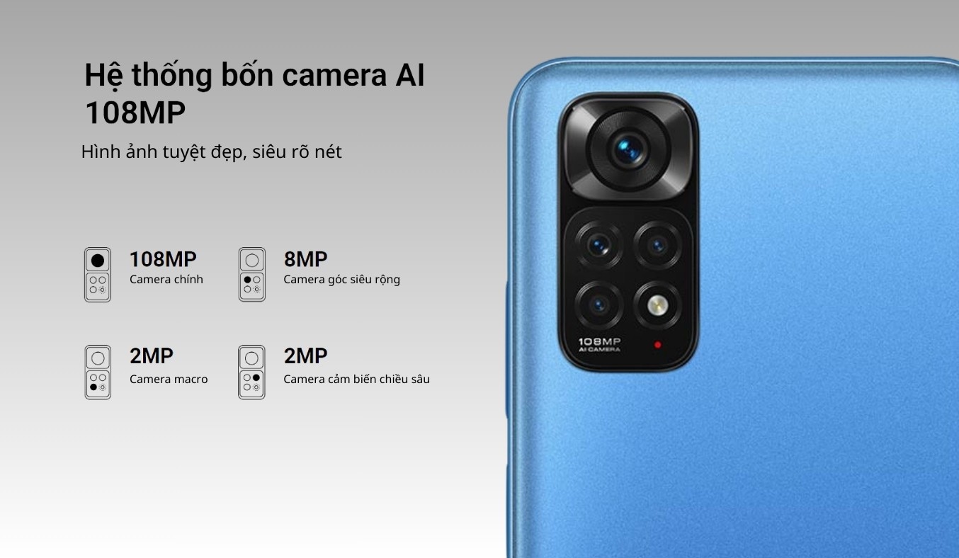 Điện thoại Xiaomi Redmi Note 11S 8GB/128GB Xanh Dương chụp hình sắc nét