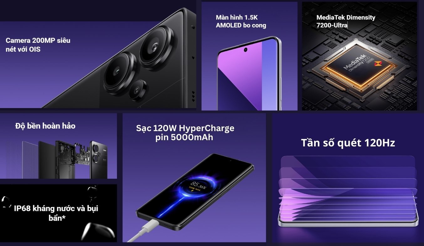 Điện thoại Xiaomi Redmi Note 13 Pro Plus 5G nhiều công nghệ tiên tiến