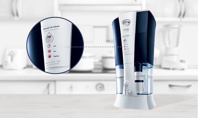 Máy lọc nước Pureit Excella với khả năng cảnh báo thời hạn sử dụng của bộ diệt khuẩn