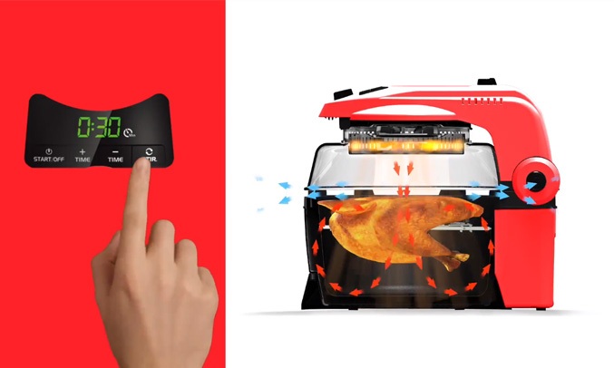 Nồi chiên không dầu Korea King 11 lít KAF-909M chế độ quay 360