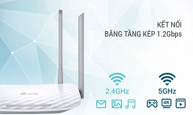 Bộ định tuyến TP-LINK ARCHER C50 sở hữu thiết kế ăng ten cải tiến cho độ phủ sóng tối đa
