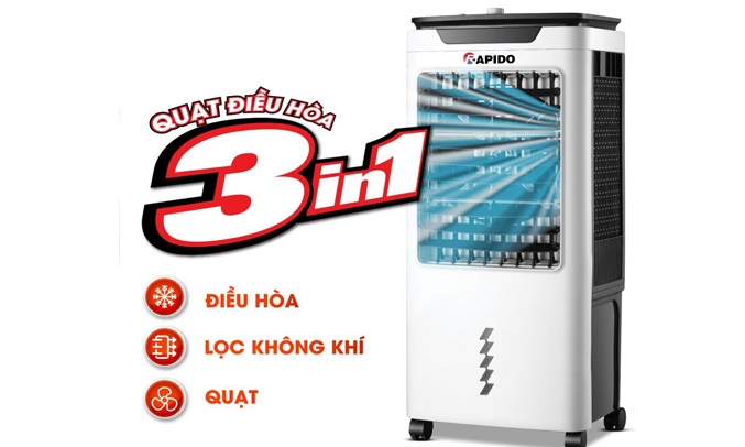 Quạt điều hòa Rapido TURBO-3000M Chế độ lọc ion