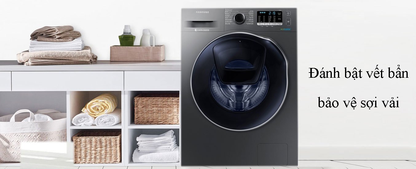 Máy giặt Samsung Inverter 9.5 kg WD95K5410OX/SV Công nghệ Eco Bubble đánh tan nước giặt/bột giặt