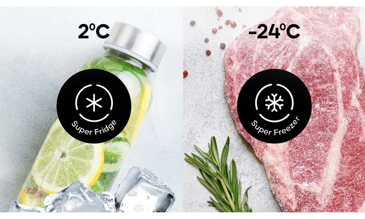 Khay kệ linh hoạt, tối ưu không gian lưu trữ Bên trong tủ được thiết kế hệ thống khay kệ kính cường lực có thể điều chỉnh độ cao linh hoạt, giúp sắp xếp thực phẩm gọn gàng và phù hợp với từng nhu cầu sử dụng. Kết hợp cùng đèn LED chiếu sáng trần tủ giúp không gian bên trong luôn sáng rõ, thuận tiện quan sát và lấy thực phẩm vào bất cứ thời điểm nào trong ngày.