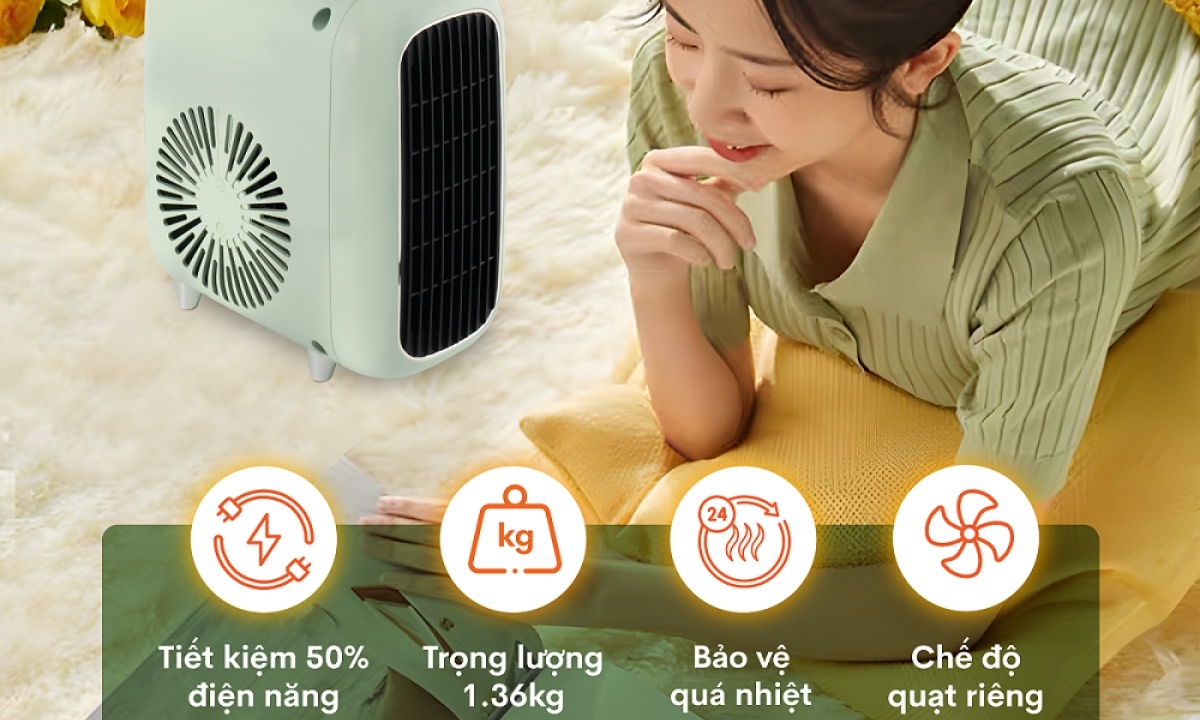 Quạt sưởi phòng tắm Sunhouse SHD3816W -Thiết kế sang trọng, nhỏ gọn, dễ dàng đặt ở mọi không gian 