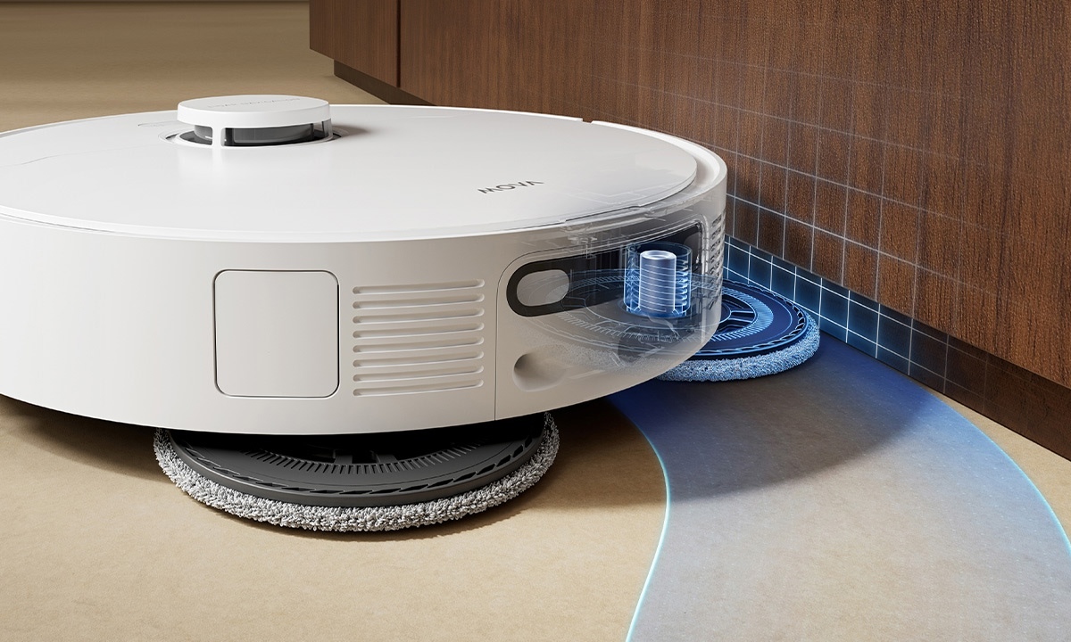 Làm sạch sát tường với MaxiReach™ Công nghệ lau MaxiReach™ giúp robot tiếp cận sát mép tường và mọi góc cạnh, đảm bảo bề mặt sàn được làm sạch kỹ lưỡng, hạn chế bụi bẩn bị bỏ sót.