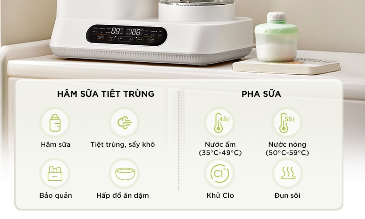 Máy đun nước và hâm sữa tiệt trùng Bear WW-5H12V78