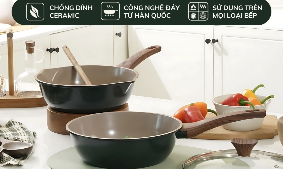 Chảo phủ sứ Nano đáy từ Sunhouse Healthy 20 cm SHG20MT1