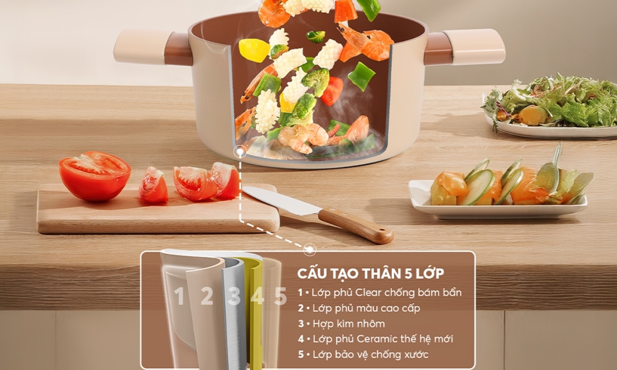 Nồi inox 3 lớp cao cấp đáy liền Elmich Trimax XS EL-3748 size 24cm