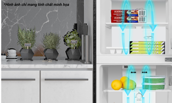 Làm lạnh đa chiều, bảo quản đồng đều Hệ thống làm lạnh đa chiều cho phép luồng khí lạnh lan tỏa nhanh và đều khắp tủ, giúp mọi thực phẩm được làm mát hiệu quả, giữ được độ tươi ngon trọn vẹn.