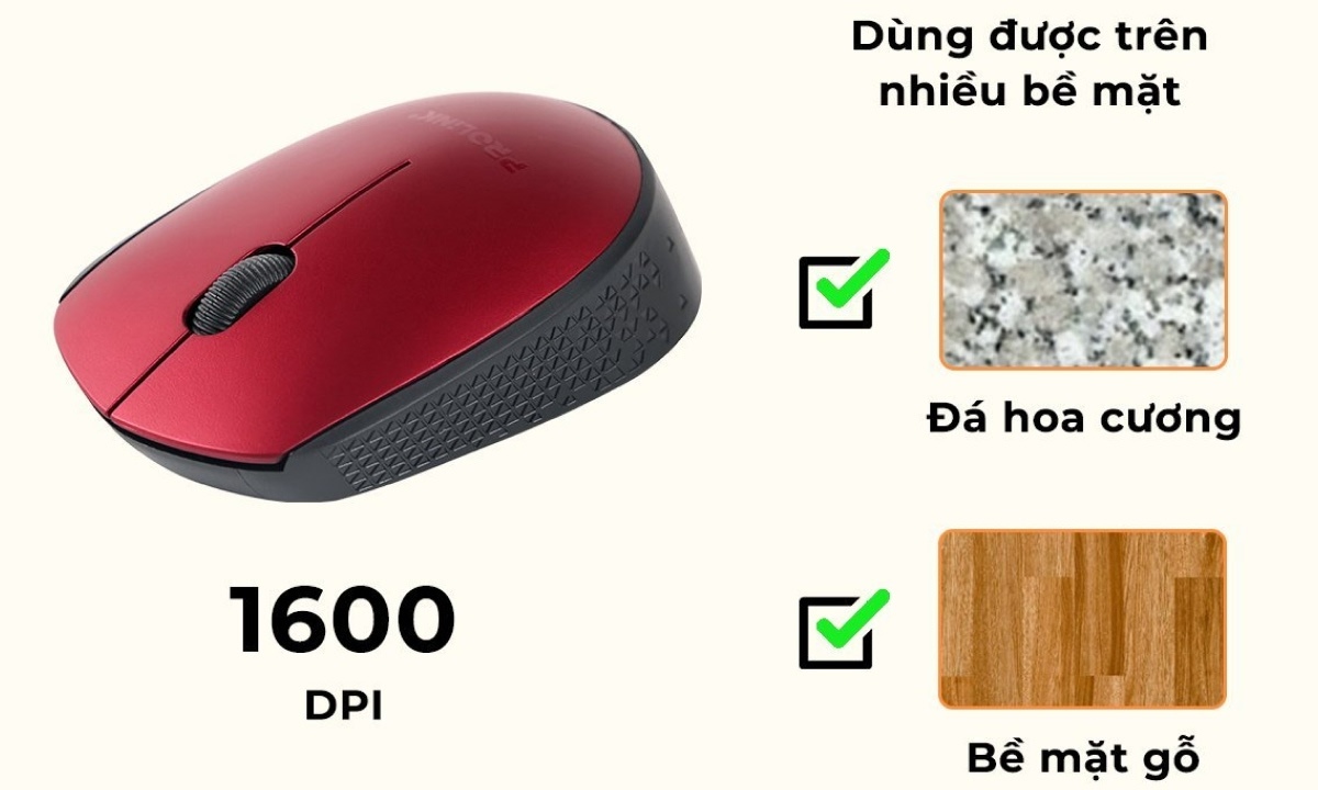 Lướt nhanh, thao tác nhạy bén Cảm biến quang học chính xác giúp chuột di chuyển mượt trên nhiều bề mặt khác nhau – từ bàn gỗ, kính đến mặt bàn phủ laminate. Bánh xe cuộn siêu nhanh cho phép bạn lướt qua tài liệu dài hay trang web chỉ trong tích tắc, tối ưu hiệu quả công việc.