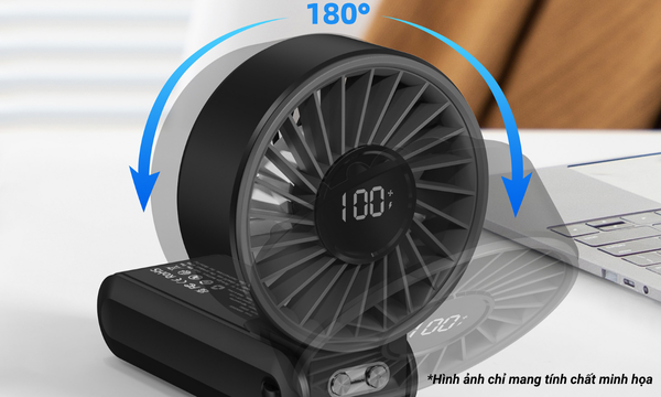 Đầu quạt linh hoạt xoay rộng 180 độ Quạt cầm tay Goojodoq GFS003-BLACK-GJ được thiết kế với đầu quạt xoay rộng 180 độ, dễ dàng điều chỉnh hướng gió theo ý muốn, mang lại sự thoải mái tối đa trong quá trình sử dụng.
