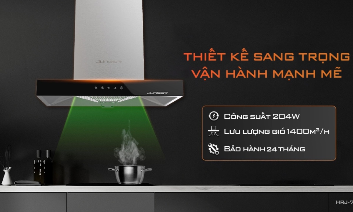 Máy hút mùi Junger HRJ-75 - Thiết kế hiện đại, nhỏ gọn phù hợp với mọi không gian nội thất 
