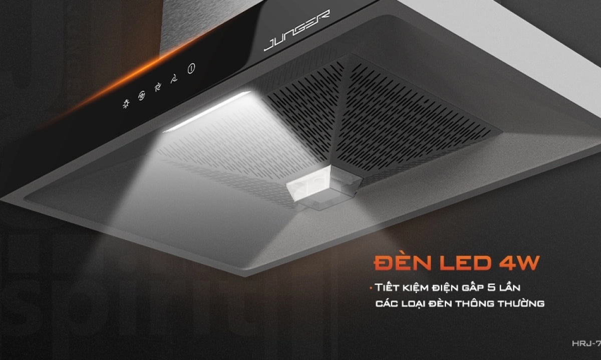Máy hút mùi Junger HRJ-75 - Đèn Led tự động phát hiện khi có khí gas, khói và CO2