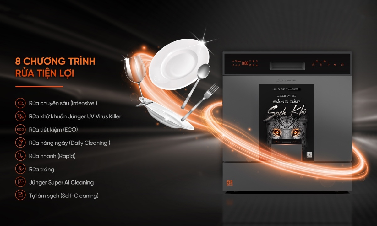 Máy rửa chén Junger - đa dạng chương trình rửa