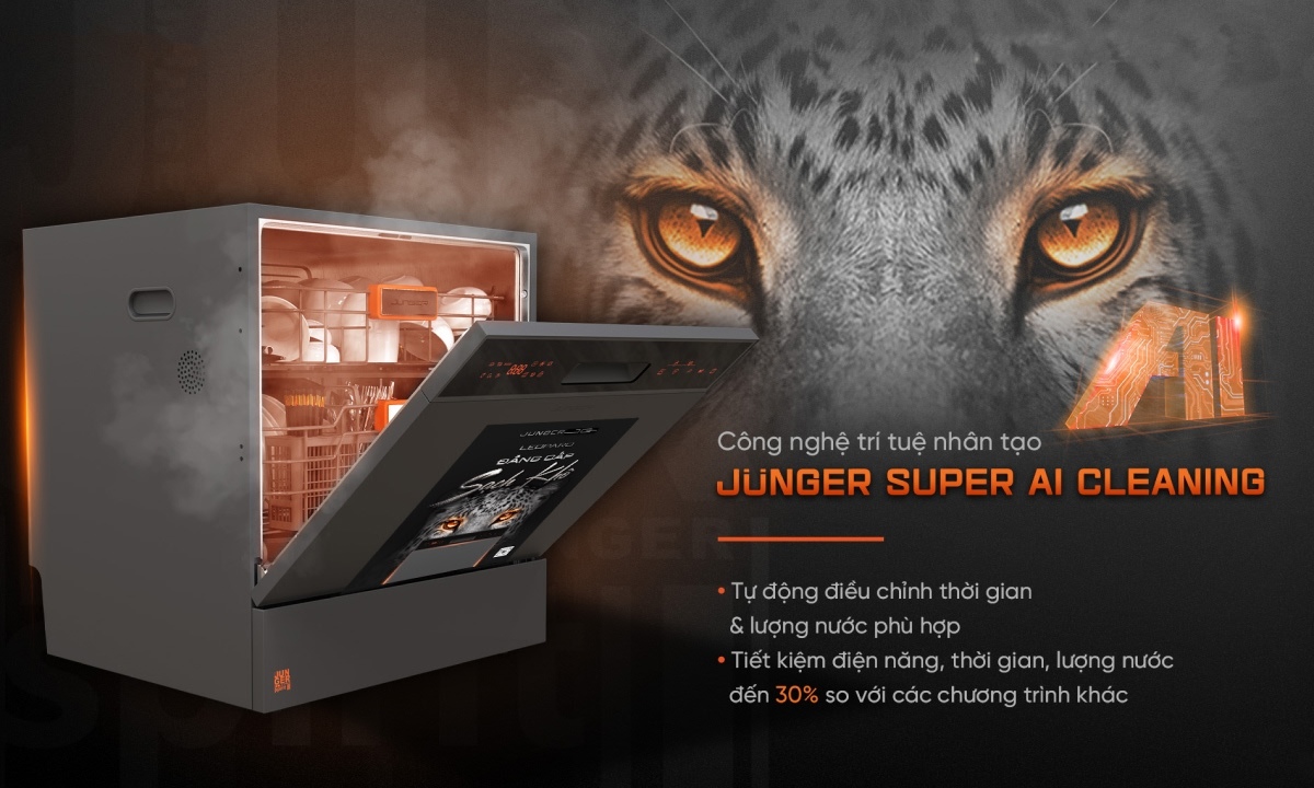 Máy rửa chén Junger DWJ-103 rửa bằng trí tuệ nhân tạo
