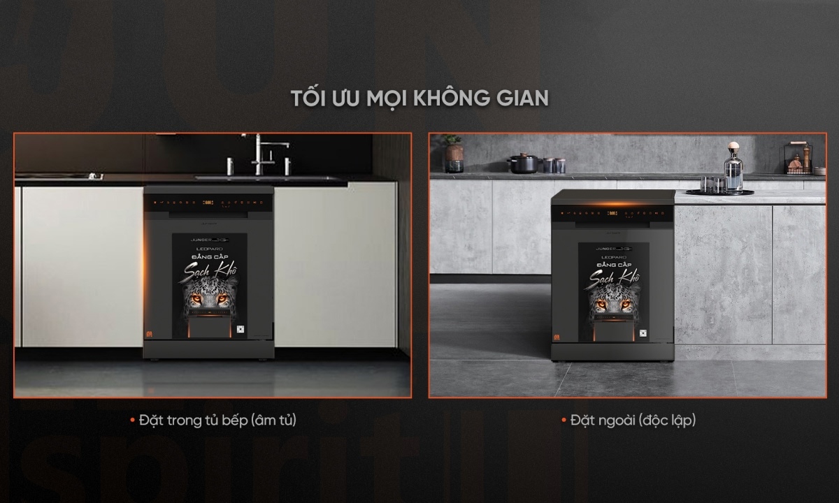 Máy rửa chén Junger DWJ-143 tiết kiệm không gian lắp đặt