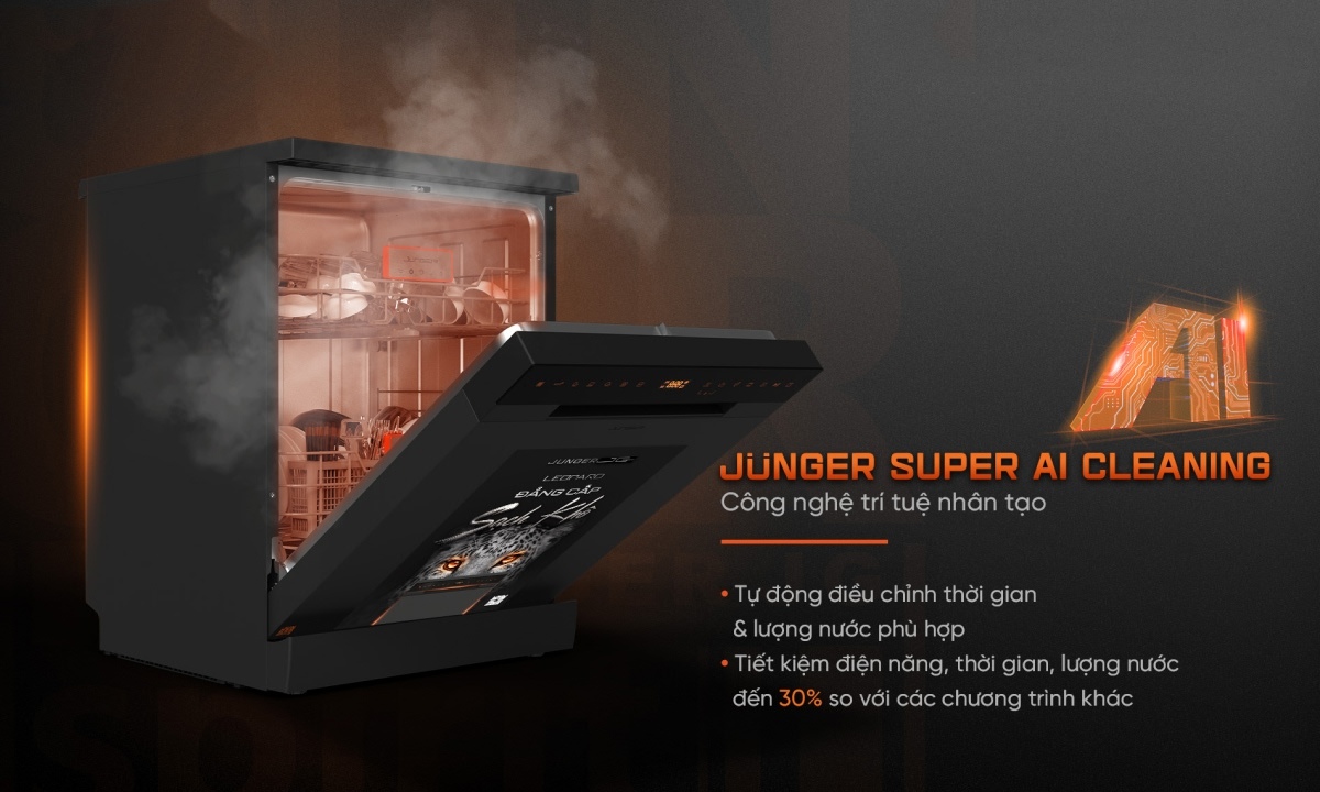 Máy rửa chén Junger DWJ-143 rửa AI thông minh