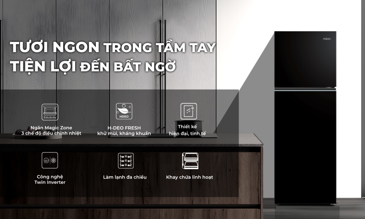 Tủ lạnh Aqua Inverter 236 lít AQR-T265FA(LB)