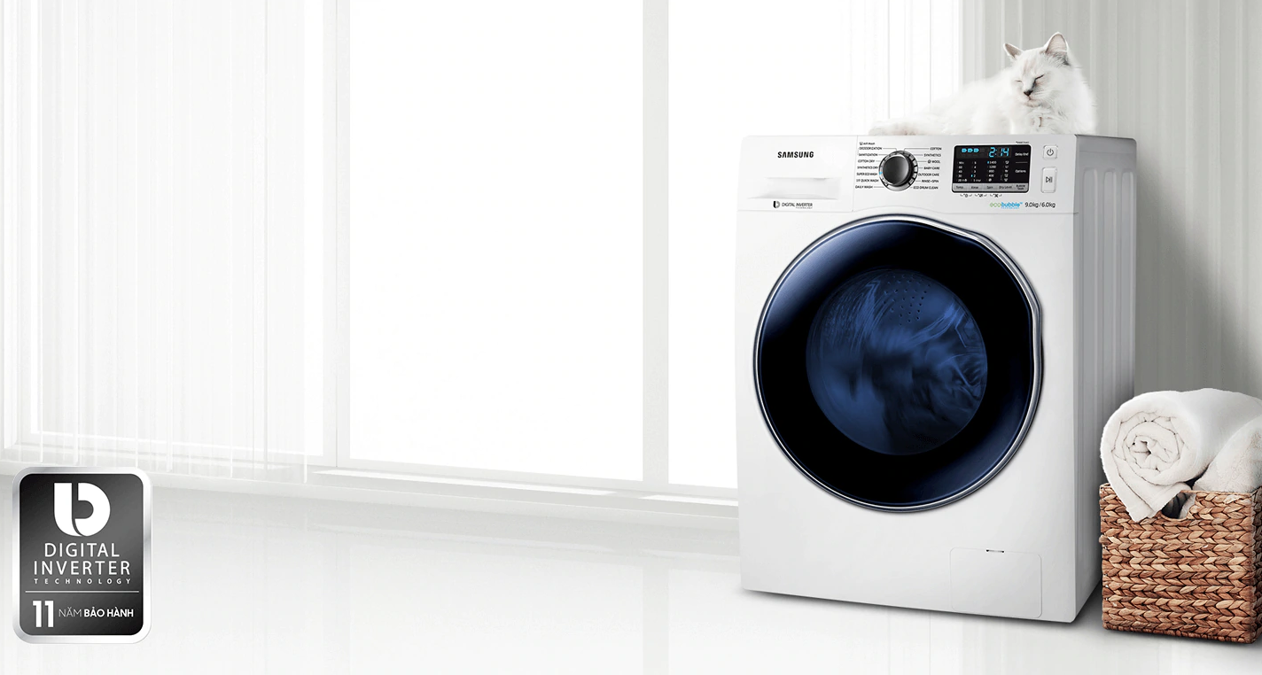 Máy giặt sấy Samsung 9.5 Kg WD95J5410AW thiết kế hiện đại, sang trọng 