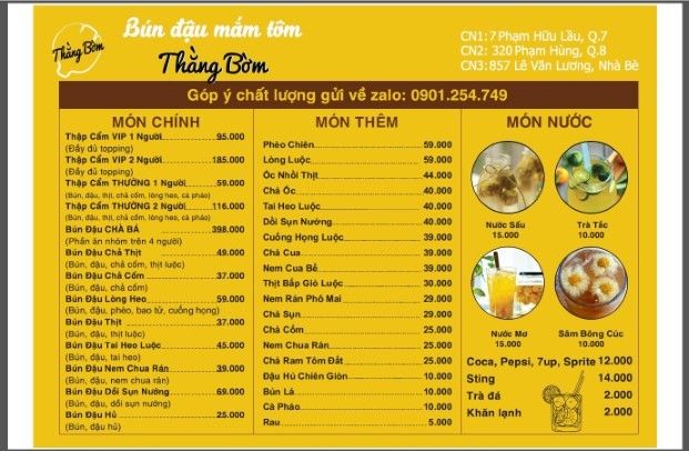 Quán Bún đậu mắm tôm Thằng Bờm có bánh tráng ăn kèm lạ miệng